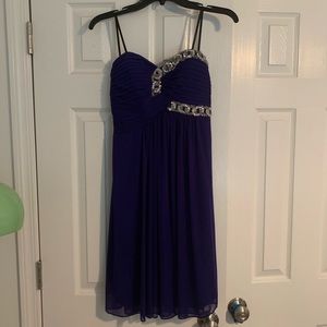 Purple/blue strapless homecoming dress